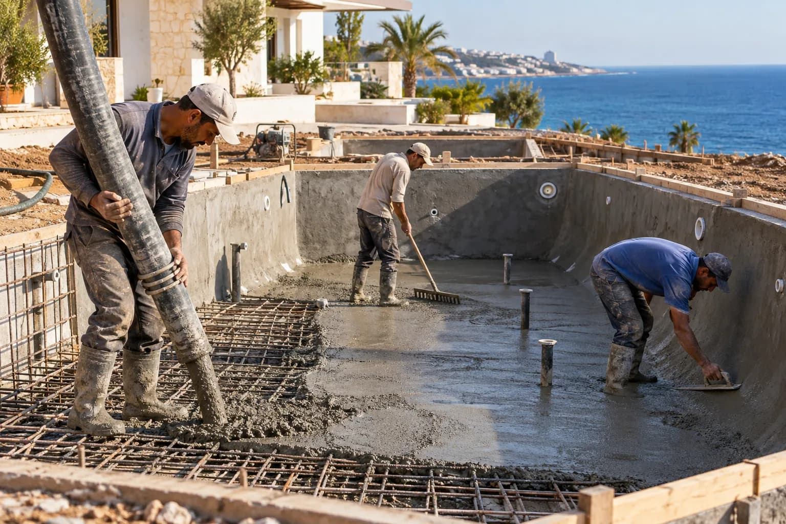 Construction : Coordination des travaux avec attention a l'etancheite, aux reseaux et a la qualite d'execution.