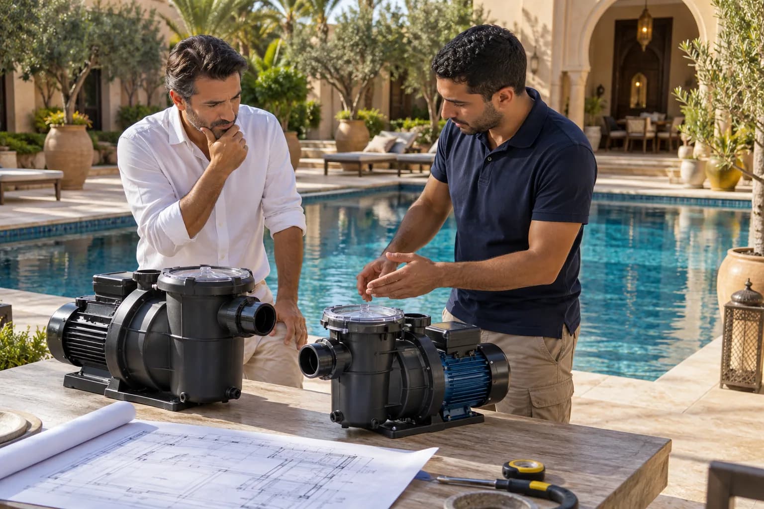 Choisir une pompe piscine : Le volume du bassin, les pertes de charge, la filtration et le temps de circulation guident le dimensionnement.