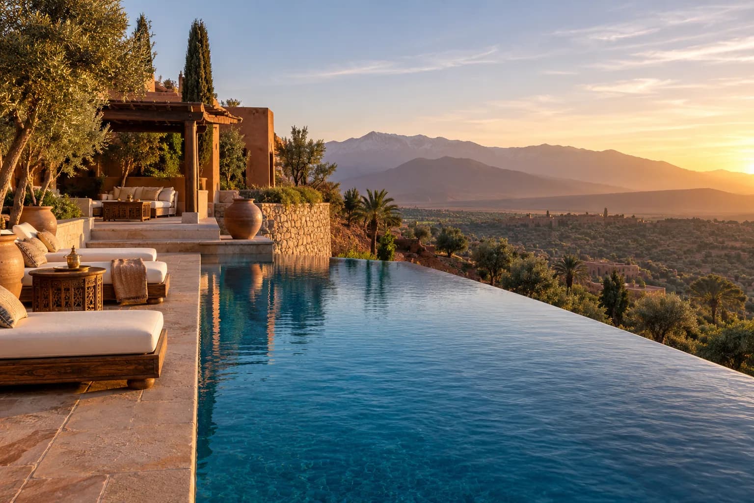 Piscine a debordement : Une ligne d'eau elegante pour villas et lieux haut de gamme.