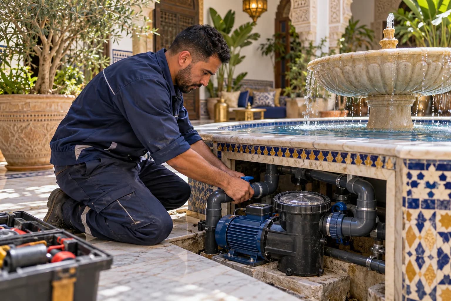 Entretien : Maintenance hydraulique, nettoyage, controle et SAV.