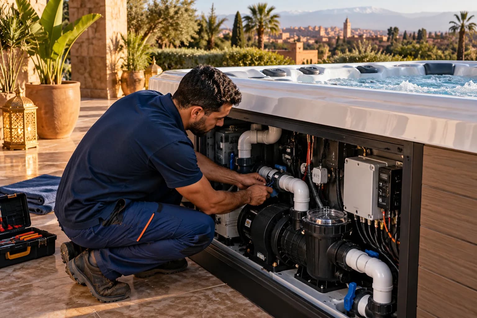 Installation : Raccordements, filtration, electricite et mise en service.