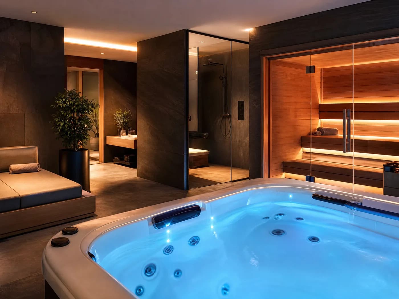 Spa & Jacuzzi : Installation et integration technique pour villas, hotels et espaces wellness.