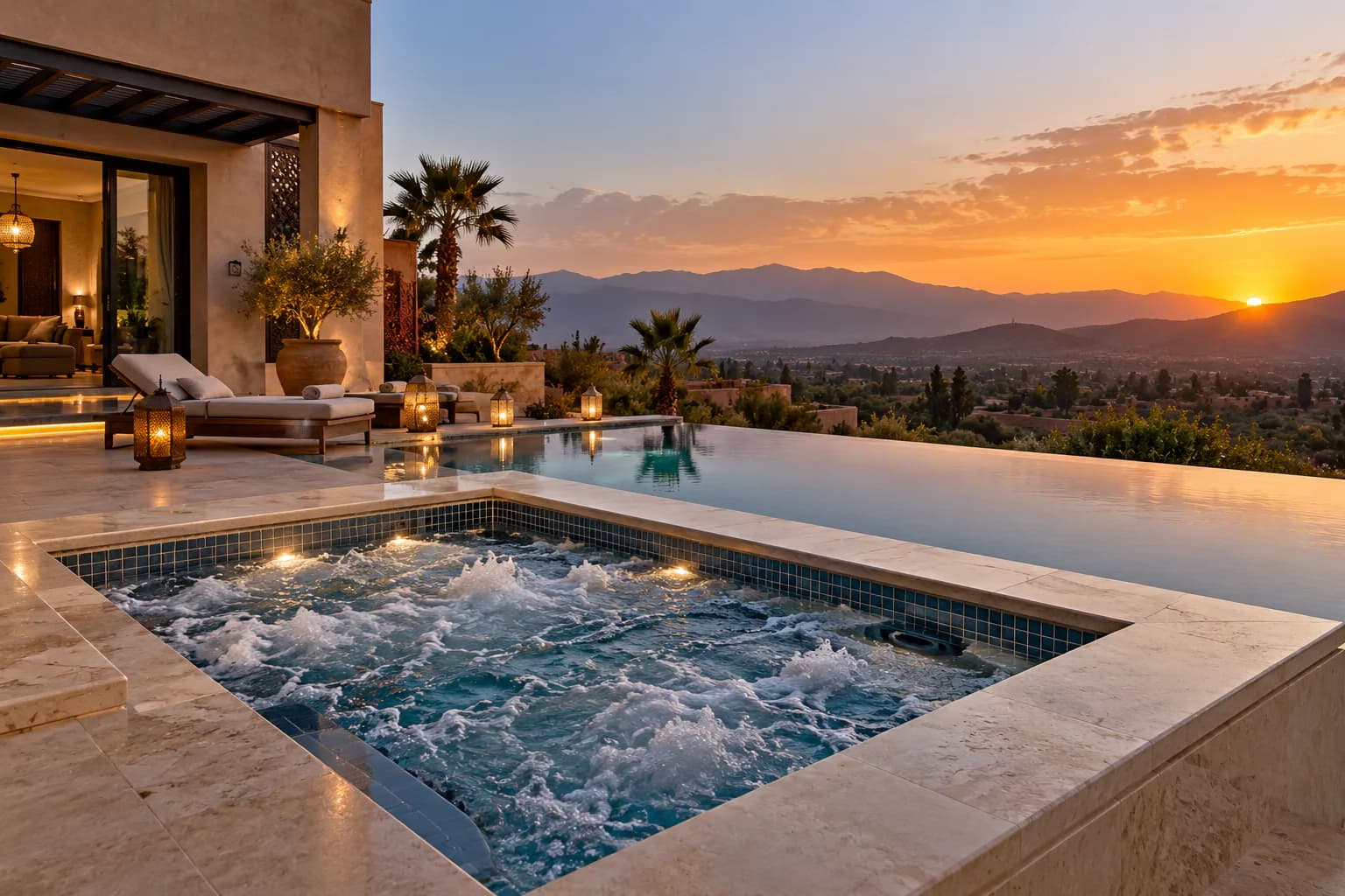 Spa et jacuzzi intégrés à une villa contemporaine