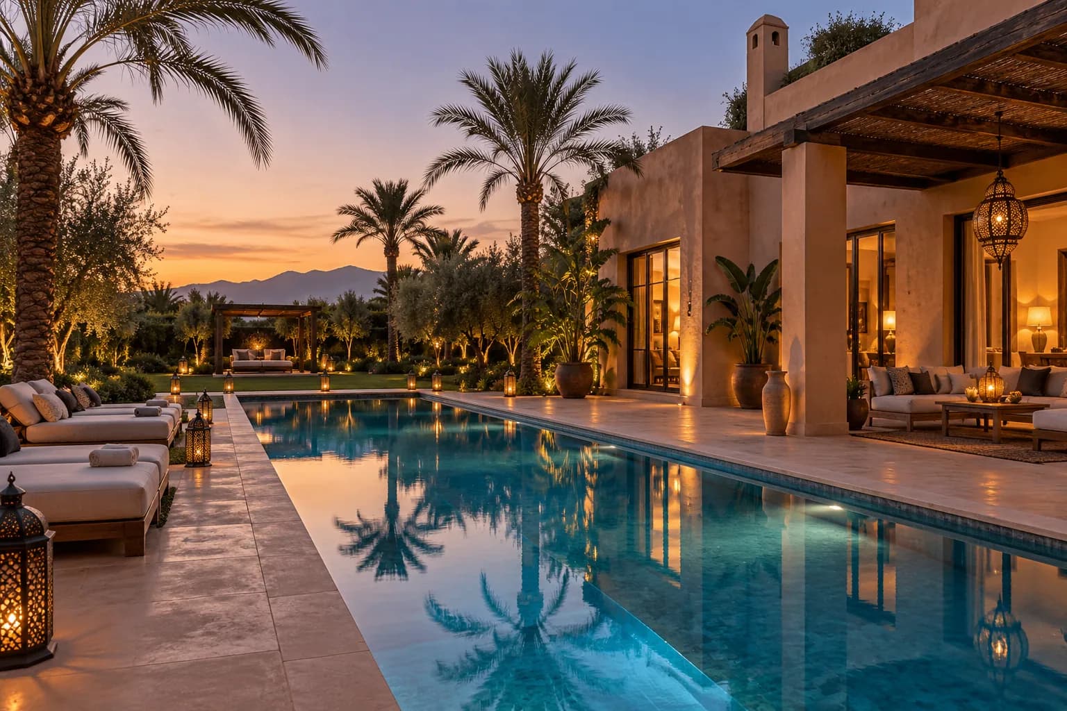 Piscine de villa contemporaine au Maroc